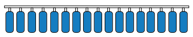 Configuration des 17 rangs 25 cm